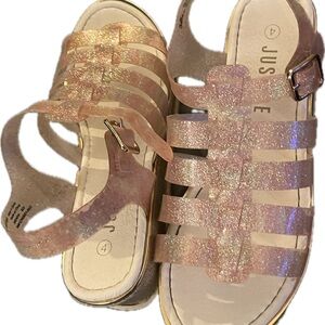 Justice Pink Gladiator Sandals with Cage Design